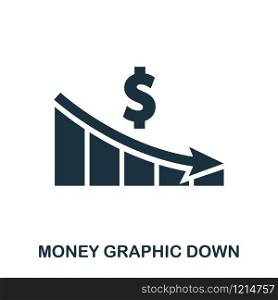 Money Graphic Down icon. Flat style icon design. UI. Illustration of money graphic down icon. Pictogram isolated on white. Ready to use in web design, apps, software, print. Money Graphic Down icon. Flat style icon design. UI. Illustration of money graphic down icon. Pictogram isolated on white. Ready to use in web design, apps, software, print.