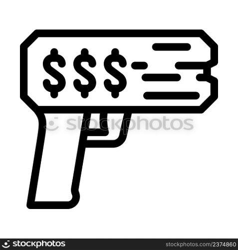 money gun line icon vector. money gun sign. isolated contour symbol black illustration. money gun line icon vector illustration