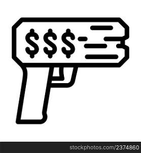 money gun line icon vector. money gun sign. isolated contour symbol black illustration. money gun line icon vector illustration