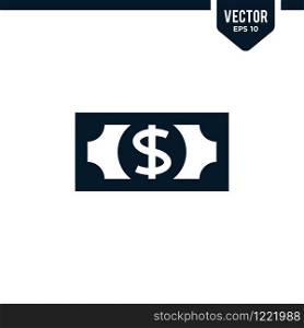 Money icon collection in glyph or flat style