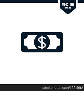 Money icon collection in glyph or flat style