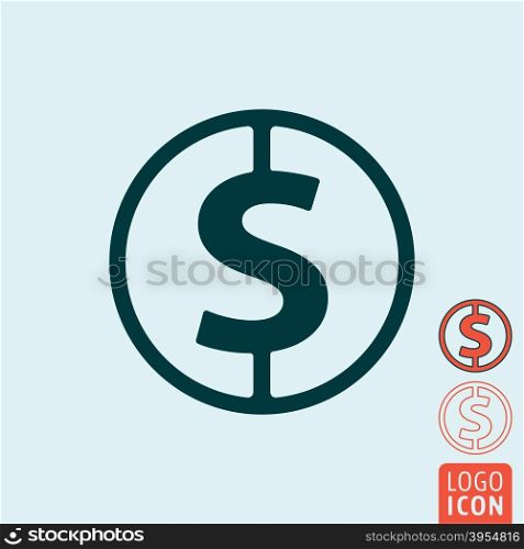 Money icon. Money symbol. Money icon isolated. Vector illustration. Money icon isolated