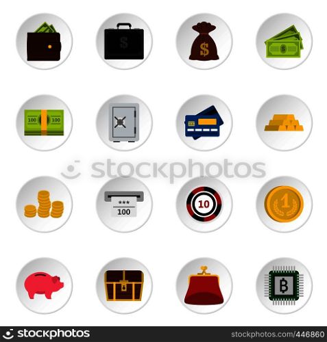 Money icons set. Flat illustration of 16 money vector icons set illustration. Money icons set, flat style