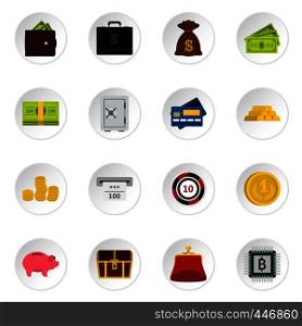 Money icons set. Flat illustration of 16 money vector icons set illustration. Money icons set, flat style