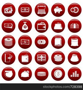 Money icons set. Simple illustration of 25 money vector icons red isolated. Money icons set vetor red