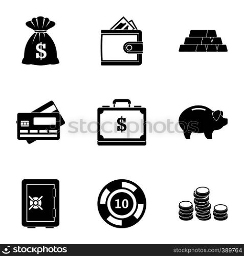 Money icons set. Simple illustration of 9 money vector icons for web. Money icons set, simple style