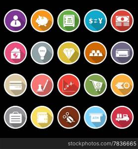 Money icons with long shadow, stock vector