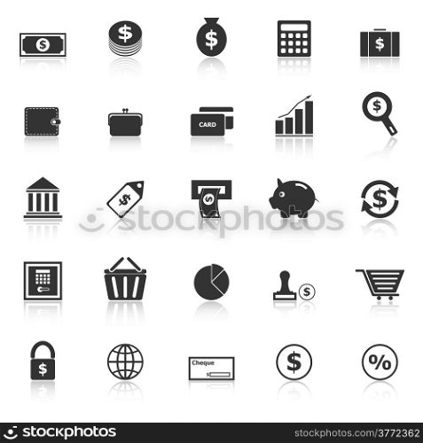 Money icons with reflect on white background, stock vector