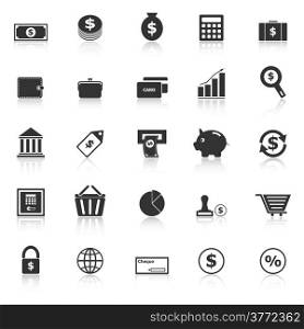 Money icons with reflect on white background, stock vector