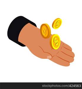 Money in hand 3d isometric icon isolated on a white background. Money in hand 3d isometric icon