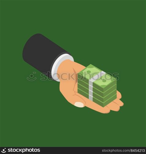 Money in hand isometric