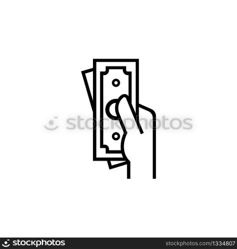 Money in hands icon. Cash payment symbol isolated on white background. Vector EPS 10