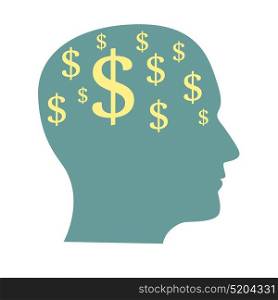 Money in Head Flat Business Concept Vector Illustration EPS10. Money in Head Flat Business Concept Vector Illustration