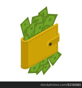 Money in your wallet. Cash in purse. Dollars in your pouch. Financial illustration
