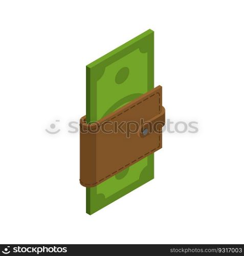 Money in your wallet. Cash in purse. Dollars in your pouch. Financial illustration 