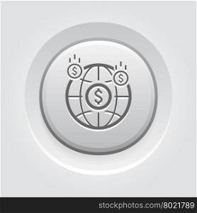 Money Income Icon. Business Concept. Money Income Icon. Business Concept. Grey Button Design