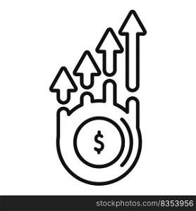 Money increase icon outline vector. Mobile business. Media profit. Money increase icon outline vector. Mobile business