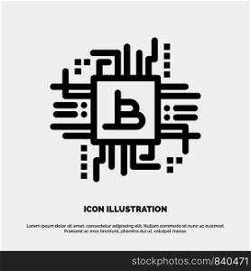 Money Industry, Bitcoin, Computer, Finance, Line Icon Vector