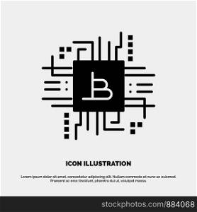 Money Industry, Bitcoin, Computer, Finance, solid Glyph Icon vector