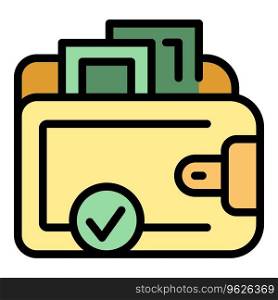 Money inspection icon outline vector. Food safety. Certificate quality color flat. Money inspection icon vector flat