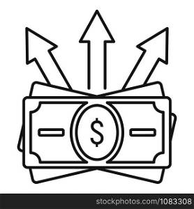 Money investition icon. Outline money investition vector icon for web design isolated on white background. Money investition icon, outline style