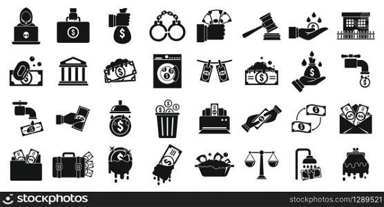 Money laundering icons set. Simple set of money laundering vector icons for web design on white background. Money laundering icons set, simple style