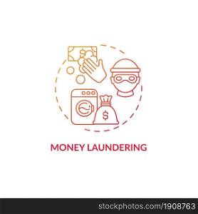 Money laundering red concept icon. Illegal financial procedures. Black market deals. Reason for deportation abstract idea thin line illustration. Vector isolated outline color drawing. Money laundering red concept icon