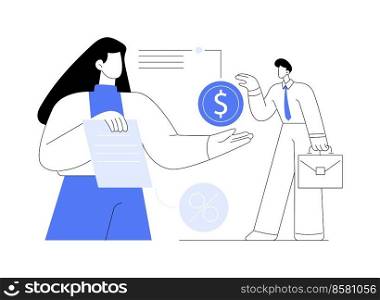 Money lending abstract concept vector illustration. Small money lenders, private individuals loans, short term financing, commercial and industrial bank credit, working capital abstract metaphor.. Money lending abstract concept vector illustration.