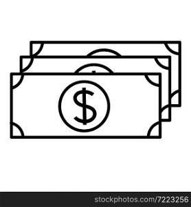 Money line dollar flat icon vector illustration isolated background. Money line dollar flat icon vector illustration isolated