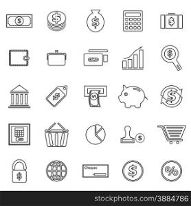 Money line icons on white background, stock vector
