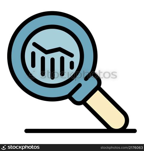 Money loan magnifier icon. Outline money loan magnifier vector icon color flat isolated. Money loan magnifier icon color outline vector