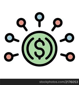 Money loan scheme icon. Outline money loan scheme vector icon color flat isolated. Money loan scheme icon color outline vector