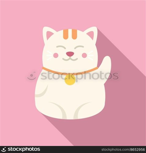 Money lucky cat icon flat vector. Neko maneki. Gold toy. Money lucky cat icon flat vector. Neko maneki