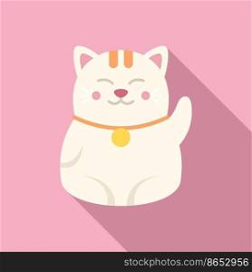 Money lucky cat icon flat vector. Neko maneki. Gold toy. Money lucky cat icon flat vector. Neko maneki