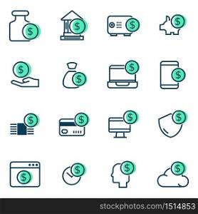 money management simple flat icons set vector illustration