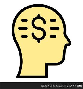 Money mind icon. Outline money mind vector icon color flat isolated. Money mind icon color outline vector