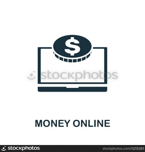 Money Online icon vector illustration. Creative sign from seo and development icons collection. Filled flat Money Online icon for computer and mobile. Symbol, logo vector graphics.. Money Online vector icon symbol. Creative sign from seo and development icons collection. Filled flat Money Online icon for computer and mobile