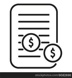 Money paper icon outline vector. Business work. Retire plan. Money paper icon outline vector. Business work