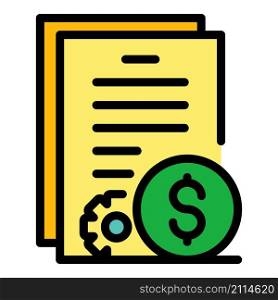 Money papers icon. Outline money papers vector icon color flat isolated. Money papers icon color outline vector