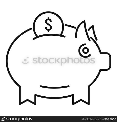 Money piggy bank icon. Outline money piggy bank vector icon for web design isolated on white background. Money piggy bank icon, outline style