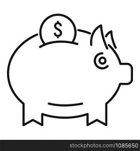 Money piggy bank icon. Outline money piggy bank vector icon for web design isolated on white background. Money piggy bank icon, outline style