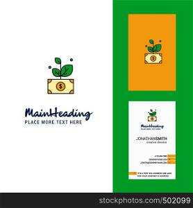 Money plant Creative Logo and business card. vertical Design Vector