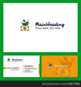 Money plant Logo design with Tagline & Front and Back Busienss Card Template. Vector Creative Design