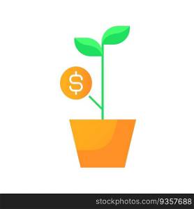 Money plant vector design element. Growing revenue. Abstract customizable symbol for infographic with blank copy space. Editable shape for instructional graphics. Visual data presentation component. Money plant vector design element