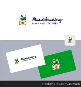 Money plant vector logotype with business card template. Elegant corporate identity. - Vector