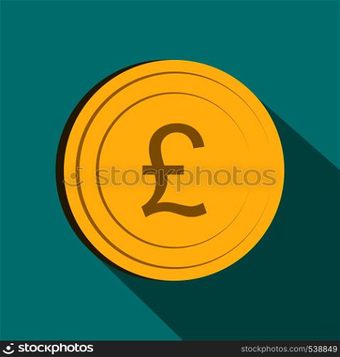 Money pound icon in flat style on green background. Money pound icon, flat style