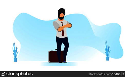 Money problem vector illustration. Need debt financial person trouble. Man unpaid economic budget. Think businessman concept startup bankruptcy. Sad failure office worker worry. Headache stress credit