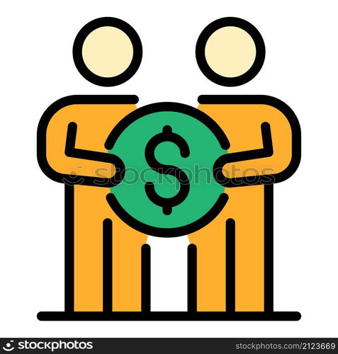 Money profit icon. Outline money profit vector icon color flat isolated. Money profit icon color outline vector