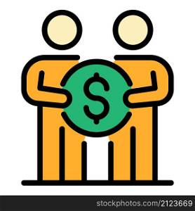 Money profit icon. Outline money profit vector icon color flat isolated. Money profit icon color outline vector