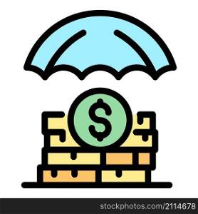 Money protect umbrellaicon. Outline money protect umbrella vector icon color flat isolated. Money protect umbrella icon color outline vector